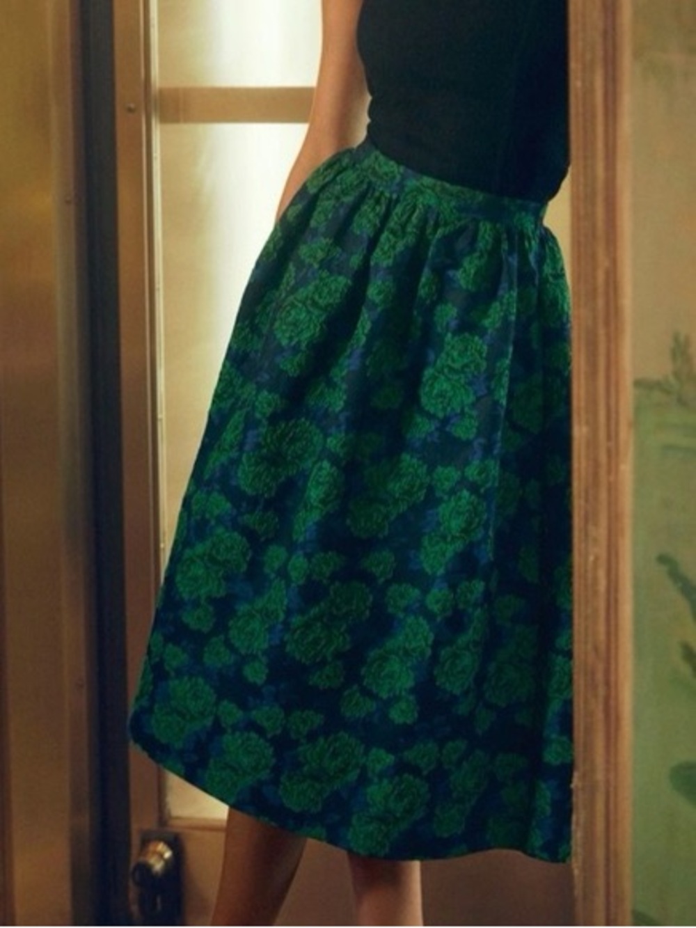 Medium Floral Jacquard Midi Skirt Sundays in Brooklyn by Anthropologie